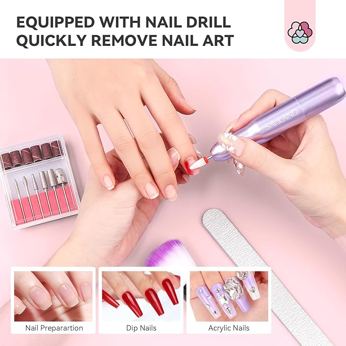 SAVILAND Dip Powder Nail Kit with Drill: 20 Colors Winter Nude Pink Red Keratin Dip Nails Powder Starter Kit with Dip Base Activator Top Coat Brush Saver French Manicure Art Home DIY Christmas Gift