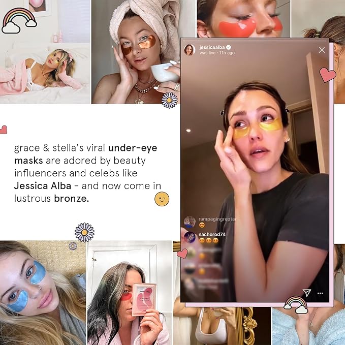 grace & stella Caffeine Under Eye Patches - Awakening Eye Patches for Puffy Eyes and Dark Circles, Under Eye Mask Patches with Niacinamide & Hyaluronic Acid - Teen Girl Gifts, Vegan (Bronze, 24 Pairs)