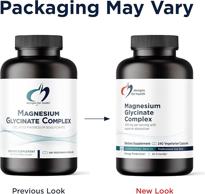 Designs for Health Magnesium Glycinate Complex - Chelated Magnesium Bisglycinate + High Absorption Magnesium for Calming & Sleep, Heart Health, Immune Support & Bone Strength - Vegan (240 Capsules)