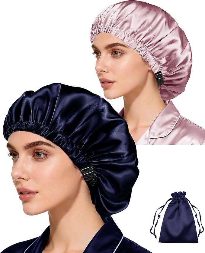 3Pcs Hair Bonnets For Sleeping Satin Bonnet For Women Silk Bonnets Womens Curly Hair Sleep Caps Silky Night Cap