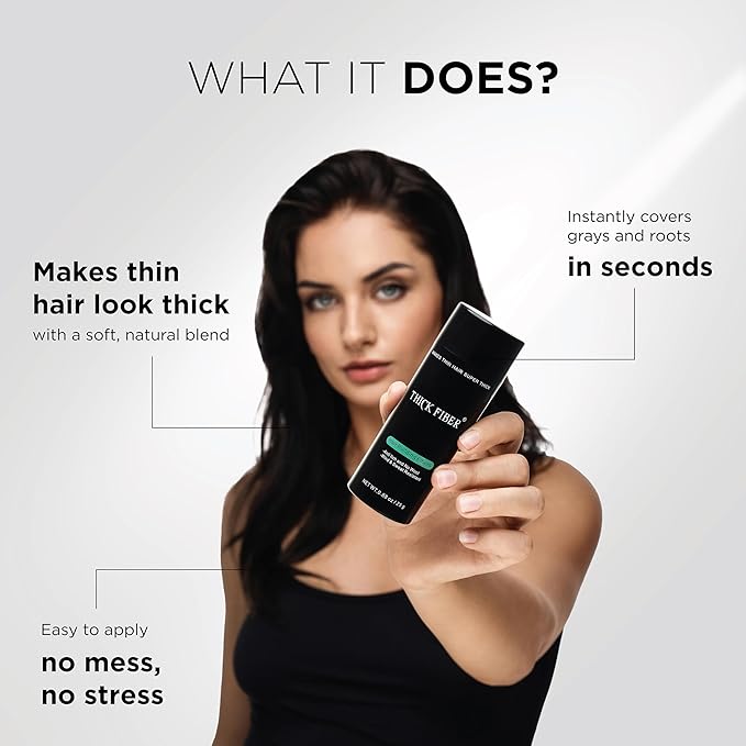 THICK FIBER Hair Fibers for Thinning Hair & Bald spots (MEDIUM BROWN) - 25g Bottle - Conceals Hair Loss in Seconds - Hair Powder for Women & Men