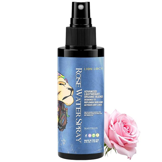 Lion Locs Rosewater Moisturizing Spray for Locs and Skin | Organic Vegan Conditioner Rose Water for All Hair Types.