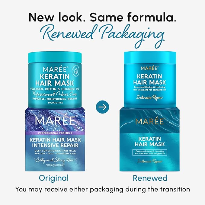 MAREE Deep Conditioning Hair Mask – Keratin Hair Treatment Care for Damaged & Dry Hair – Moisturizer Mask for Frizzy Curly Fine Color Refreshing – Mascarilla Para el Cabello Seco