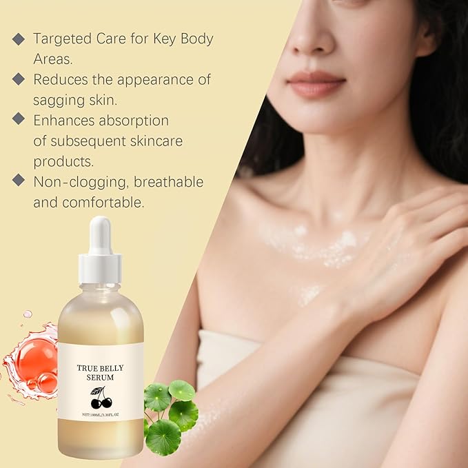 True Belly Serum with Cherry Extract, Pregnancy-Safe Skin Care Belly Oil for Stretch Marks, Supports Hydration, Belly Oil For Pregnant Women, 3.38 fl oz