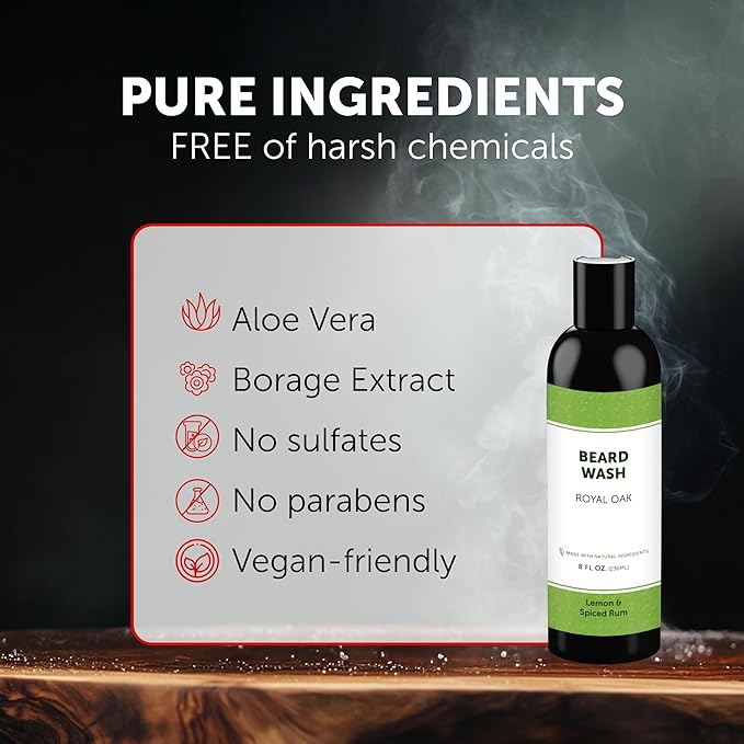 Detroit Grooming Co. Beard Wash – Deep Cleansing & Hydrating Beard Shampoo with Aloe Vera & Essential Oils - 8oz (Royal Oak)