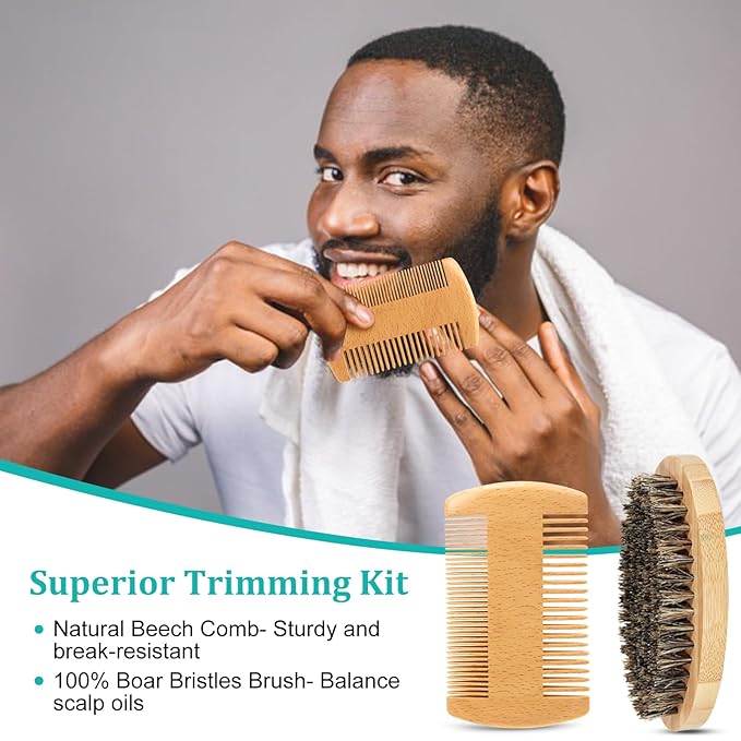 Dad Gifts - Beard Kit & Keychain, Practical & Thoughtful Combo, Birthday/Valentines Day Gifts for Dad, Men's Self-care Set & Constant Keepsake, Stepdad/Father/Daddy Gifts from Kids Son Daughter