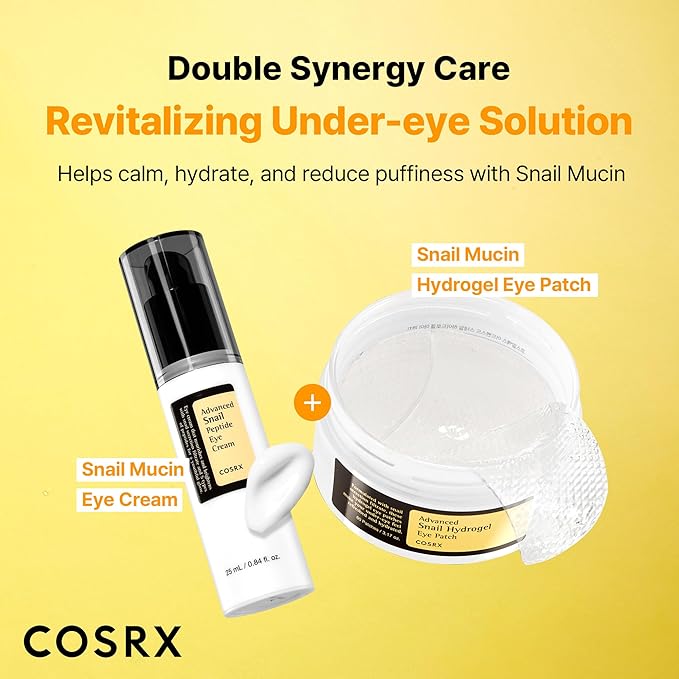 COSRX Advanced Snail Hydrogel Eye Patch (60pc), Gel Serum Mask, Puffy Under Eye Treament, Fine Lines, Refresh, Hydrate, Korean Skin Care