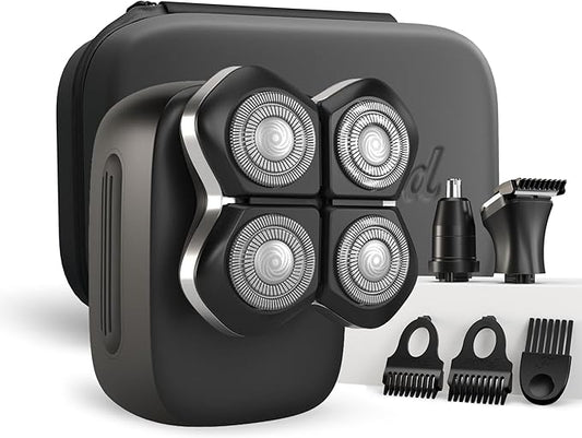 Freebird FlexSeries Electric Head & Body Hair Shaver, Mens Cordless Rechargeable Wet & Dry Skull, Bald Head, Back, Groin Waterproof Razor (FlexSeries Pro, Shaver Kit with Travel Case)