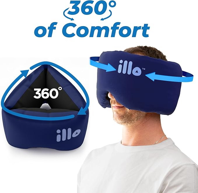 illo Wearable Pillow Sleep Mask | Soft Mulberry Silk Blackout Sleeping & Napping Eye Mask | Best for Home Bed, Work, Camping, Airplane, Side Sleeper | Reversible as Travel Neck Pillow | Women & Men