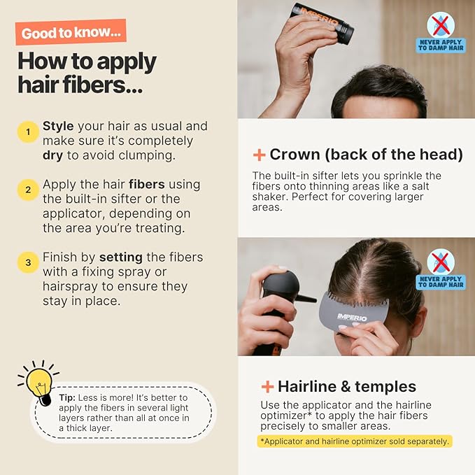 IMPERIO Hair Building Fibers for Thinning Hair - 26g Premium Hair Fibers for Women & Men in Hairdresser Quality - Hair thickening in less than 20 seconds (Light Brown)