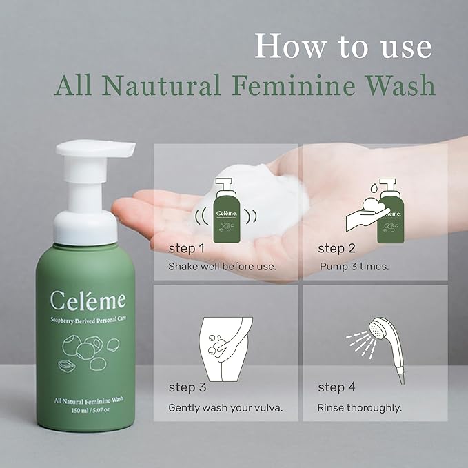 Feminine Care – All-Natural Soapberry Foaming Wash & Mist Sets, pH-Balanced and Hypoallergenic, Fragrance & Paraben-Free, Odor Control, Soothes Itchy, Dry, Sensitive Skin, Pregnancy-Safe