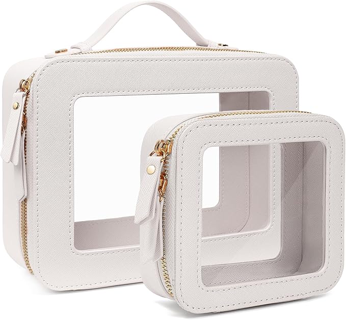 Travel Clear Makeup Bag Set, TSA Approved Cosmetic Bag Case with Zipper Portable Makeup Pouch Toiletry Bag Traveling Cosmetic Organizer Storage Bag Car Organizer Car Essentials