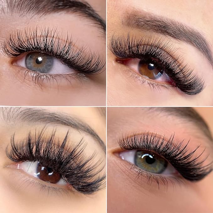 VEYES INC Easy Fan Volume Lash Extensions 03 05 07 J/B/L/C/CC/D/DD Curl 8-25mm Mixed & Single Length Tray, Matte Black Self Fanning Eyelashes, Professional Supplies for Lash Techs (0.05 CC 11mm)