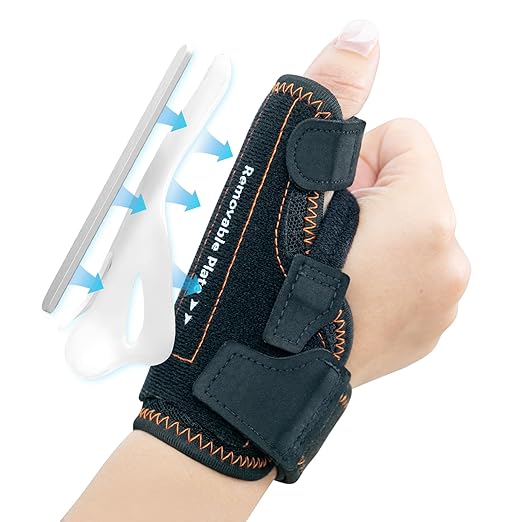 New Upgraded 2 in 1 Thumb Brace, Removable Thumb Spica Splint Left Right Hand with 3 Level Stability, Reversible Thumb Support for CMC, De Quervain’s Tendonitis, Trigger Thumb (M/L, Black)