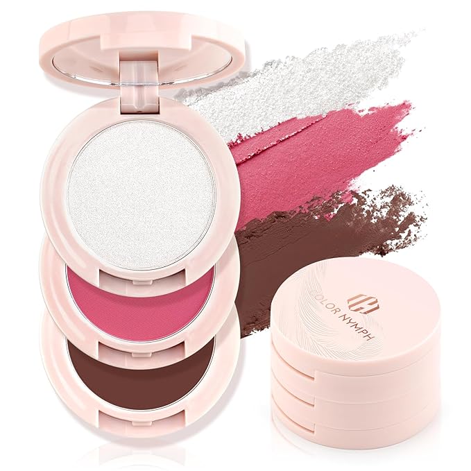 Color Nymph 3-IN-1 Face Makeup Palette, Ultra-Smoothy Blush Highlighter Bronzer Makeup Set, Matte & Long-Lasting, Natural Finish - Makeup Stacks for Travel | Vegan & Cruelty-Free - Sunset Kiss