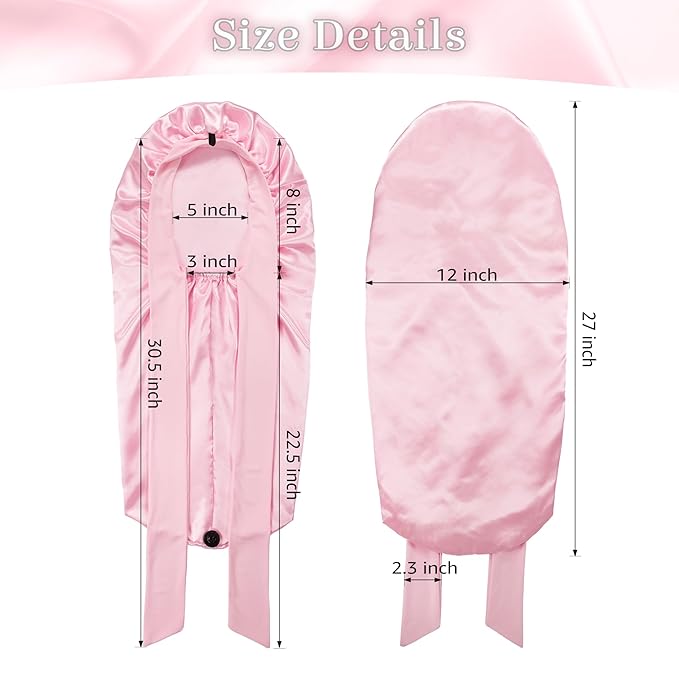 ROYBENS Long Bonnet Satin Hair Silk Bonnet for Sleeping Women, Silky Bonnets for Women with Tie Band, Sleep Cap for Braids Curly Hair