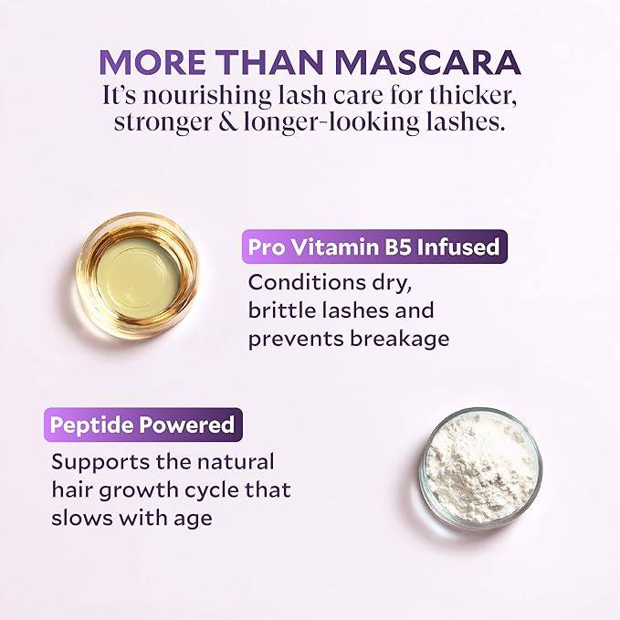 Fièra Best for Lash™ Mascara for Women Over 40 – Volumizing, Lengthening & Lifting Peptide Mascara with Vitamin B5 – Smudge-Proof, Flake-Resistant, Gentle Washable Formula, Brown