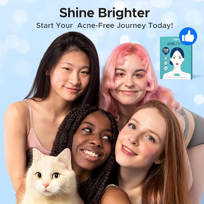 LitBear Pimple Patch Bulk, 720 Patches 3 Size Acne Patches for Face, Hydrocolloid Spot Stickers for Covering Zits, Blemishes, and Breakouts, Suitable for All Skin Types