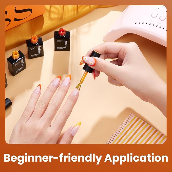 beetles Orange Gel Polish Set - 6 Colors Red Yellow Orange Gel Nail Polish Set Twilight Warmth Collection Uv Gel Nail Art Manicure Gift for Women