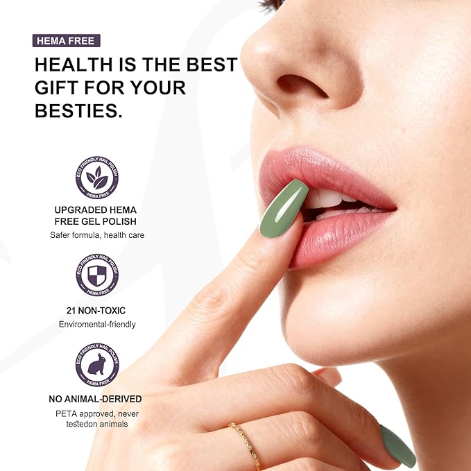 Gel Nail Polish, Hema-Free UV LED Lamp Cure Long Lasting, 15ML Professional Salon and Home DIY Manicure Kit for Women(Olive Green)