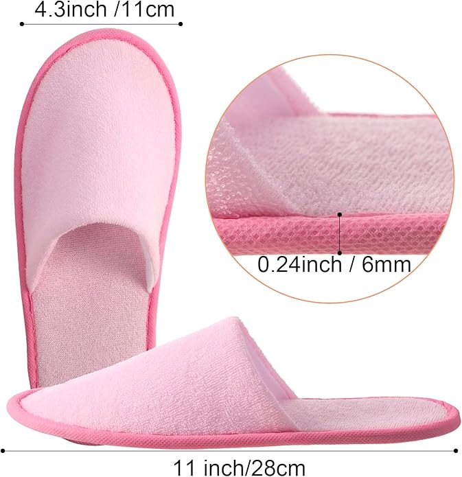 Geyoga 24 Pairs Disposable Slippers for Guests Bulk 2 Size Cotton Soft Spa Hotel House Slippers for Women Men Wedding Party Shoeless Home Indoor Travel