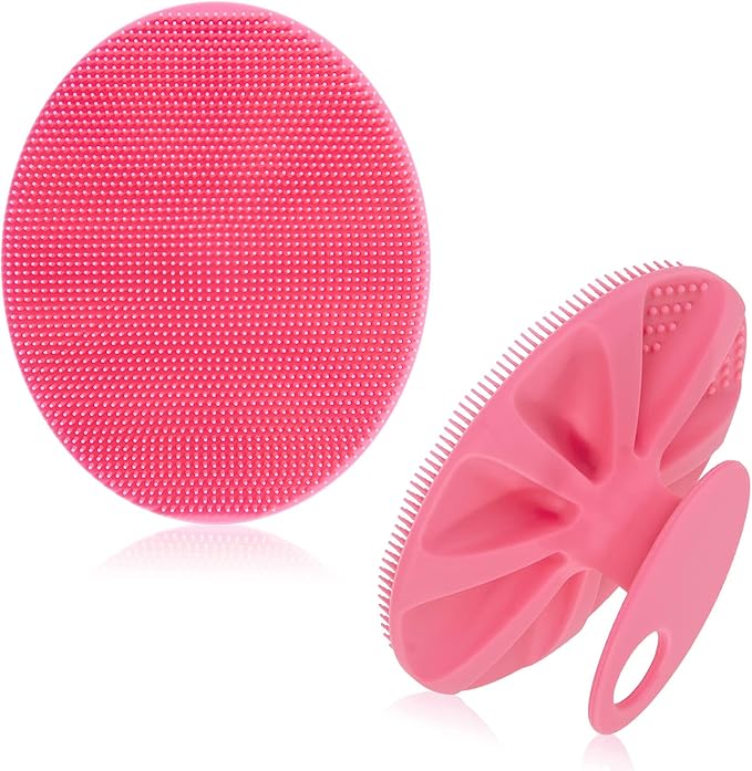 INNERNEED Soft Silicone Body Cleansing Brush Shower Scrubber, Gentle Exfoliating and Massage for All Kinds of Skin (Pink)