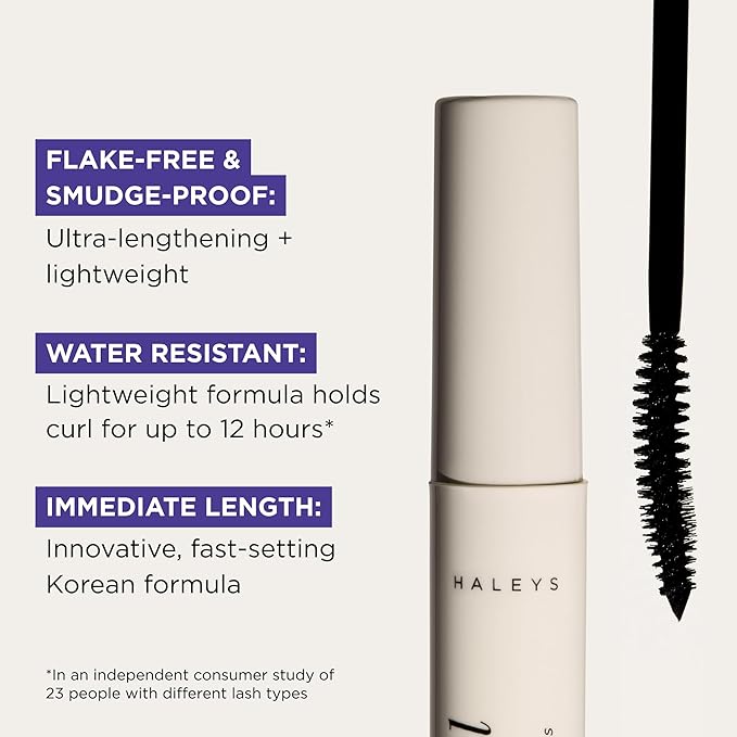 HALEYS Re-veal Lash Extension Mascara – Lengthening, Curling, Defining Black Mascara for Short and Straight Lashes – Smudge Proof, Non-Clumping, No-Flake Formula for Fuller, Longer Lashes