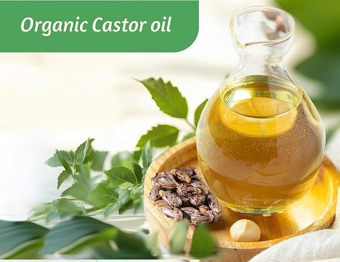 Castor Oil Roll on in Glass Bottle, Certified Organic Castor Oil Roller for Body Hair Skin Lip Eyebrow Pure Organic Cold Pressed Essential Oil - 1fl.oz