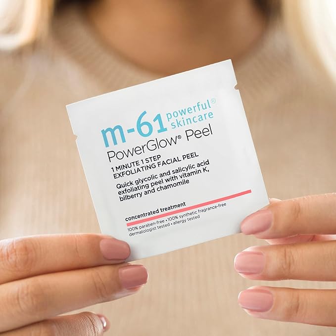 m-61 PowerGlow Peel | Exfoliating Facial Peel With Glycolic, Salicylic Acid. 1 Minute, 1 Step - 60 Treatments