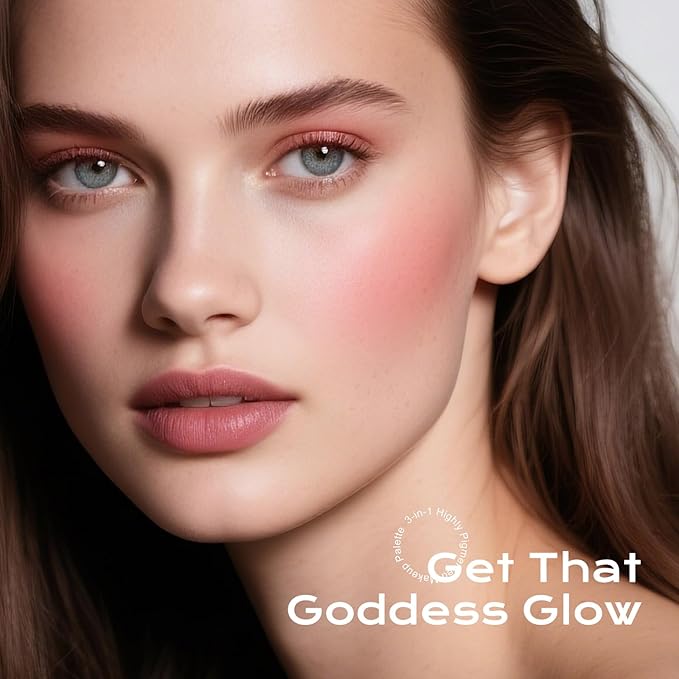 Color Nymph 3-IN-1 Face Makeup Palette, Ultra-Smoothy Blush Highlighter Bronzer Makeup Set, Matte & Long-Lasting, Natural Finish - Makeup Stacks for Travel | Vegan & Cruelty-Free - Sunset Kiss