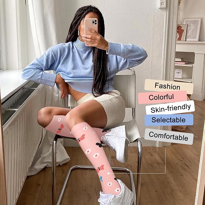 Iseasoo 4 Pairs Compression Socks for Women Circulation-Best Support for Nurses,Running,Athletic,Travel