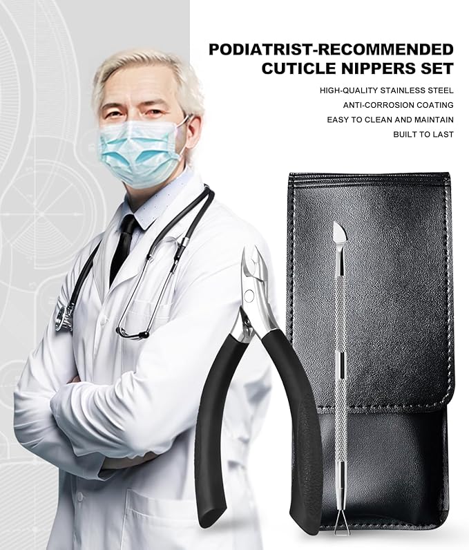 Cuticle Trimmer Set With Case, Professional 0.2" Jaw Cuticle Remover with Abs Handle, Precision Cuticle Cutters Pedicure Manicure Nail Tool cut