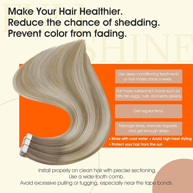 Full Shine Balayage Tape in Hair Extensions Human Hair Color 19 Grey Blonde Ombre 8 Ash Brown And 60 Blonde Seamless Invisible Tape Extensions 18Inch Remy Skin Weft for Wedding 100Gram 40Pcs