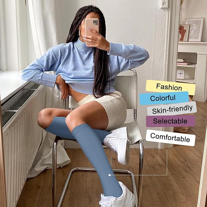 Iseasoo 4 Pairs Compression Socks for Women Circulation-Best Support for Nurses,Running,Athletic,Travel