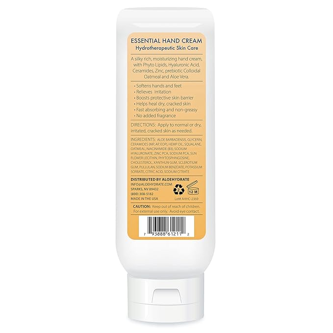 Essential Hand Cream, Working Hands to Repair, Soften & Smooth Dry Hands & Feet, Cuticles & Cracked Skin. Non-Greasy Hand Lotion: Aloe, Oatmeal, Ceramide, Hyaluronic acid, Jojoba Oil, Squalane Oil