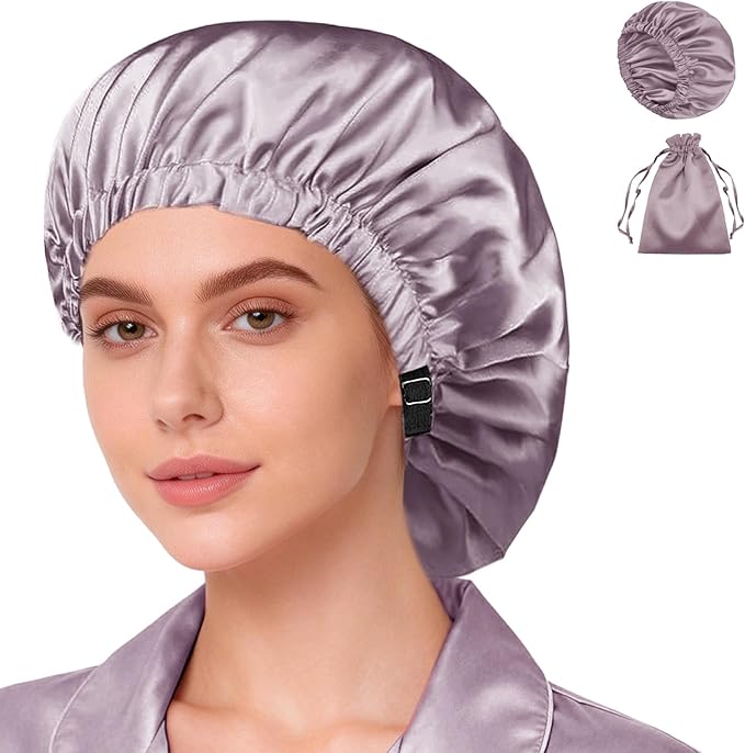 Satin Bonnet 2Pcs Silk Bonnet Hair Bonnets For Sleeping Silky Soft Sleep Cap Womens Night Curly Natural Hair Caps