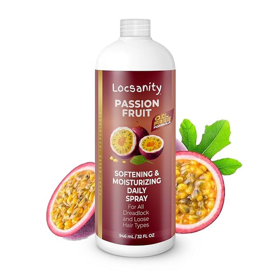 Locsanity Daily Moisturizing Spray for Dull, Dry Locs – Jumbo Size Passion Fruit Hair and Scalp Moisturizer for Dreadlocks, Sisterlocks, Microlocks, Braids to Control Oil and Frizz (32 fl oz)