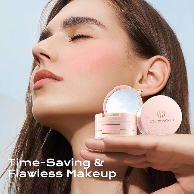Color Nymph 3-IN-1 Face Makeup Palette, Ultra-Smoothy Blush Highlighter Bronzer Makeup Set, Matte & Long-Lasting, Natural Finish - Makeup Stacks for Travel | Vegan & Cruelty-Free - Sunset Kiss