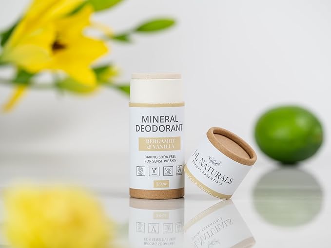 J&L Naturals Mineral Deodorant | Baking Soda-Free, 100% Natural, Sustainable | Sensitive Deodorant For Women & Men | Aluminum Free, Vegan, Cruelty-Free (Bergamot & Vanilla, 3 Oz (Pack of 1))