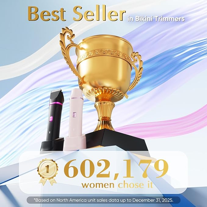 Bikini Trimmer for Women - Painless Electric Razors for Silk Skin,Cordless Body Shaver for Trip,Replaceable Lady Facial Razor, IPX7 Waterproof&Easy Cleaning, Ceramic Blade, Gifts for Her