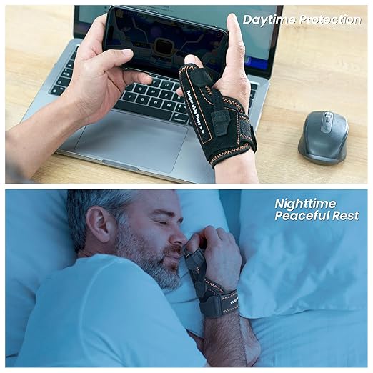 New Upgraded 2 in 1 Thumb Brace, Removable Thumb Spica Splint Left Right Hand with 3 Level Stability, Reversible Thumb Support for CMC, De Quervain’s Tendonitis, Trigger Thumb (M/L, Black)