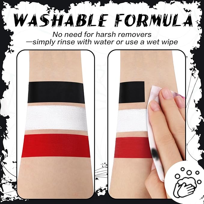 BOBISUKA Black Face & Body Paint Stick Water-Based Washable Face Paint Makeup Stick for Halloween Clown, Skeleton, Skull, Joker, Cosplay, SFX, Sports Eye Black & Costume Party