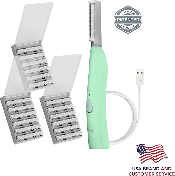 SPA SCIENCES - SIMA Patented Dermaplane Razor for Women Face – Painless 2-in-1 Facial Exfoliation & Peach Fuzz Hair Removal – Anti-Aging – 3 Speeds – Rechargeable – 19 Weeks Treatment
