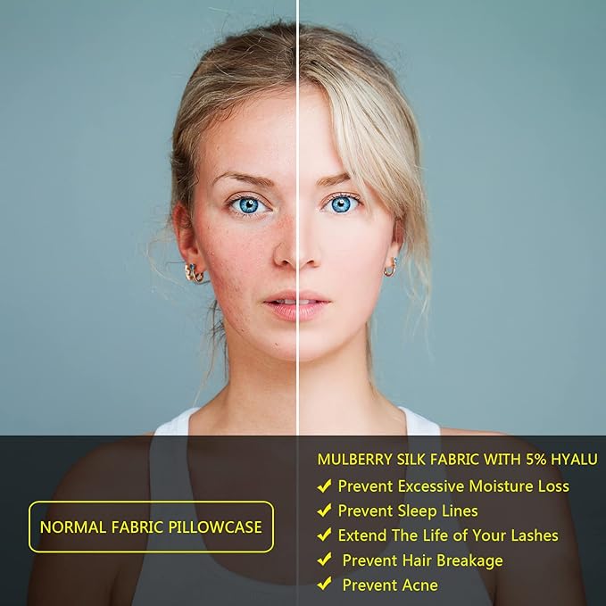 Silk Body Pillow Cases, Mulberry Silk Body Pillow Cover with Zipper, Smooth, Anti Acne, Cooling Sleep Both Sides Natural Silk Satin 20x54 Body Pillowcase, Gifts for Women Men, Ash Blue