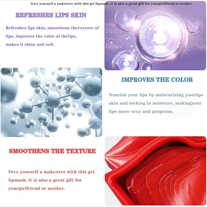 20PCS Collagen Lip Masks,Lip Care Lip Pads Great for Moisturizing,Nourishing & Firms Lip,Lip Sleeping Mask for Plumping Your Lips. (YUEHAO Lip Mask Red)