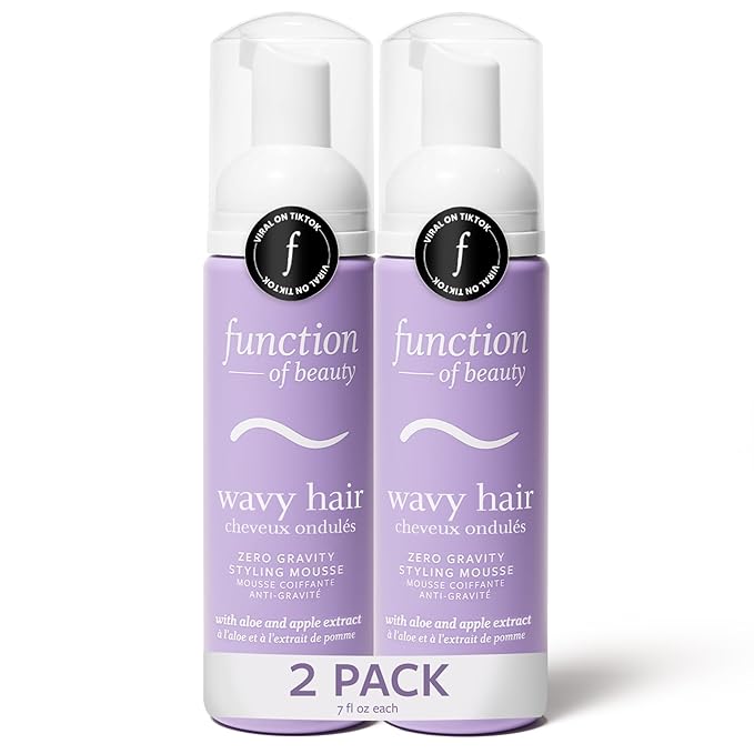 Function of Beauty Wavy Hair Mousse for Styling - Anti-Frizz Hair Styler Adds Volume & Defines Natural Waves - Volumizing & Texturizing Lightweight Styling Foam with Flexible Hold - Hair Care Products