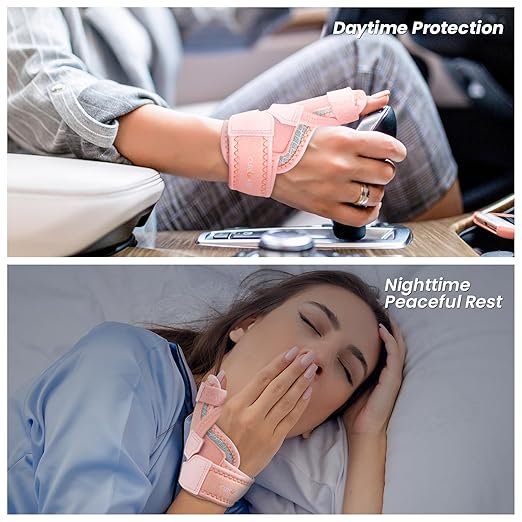 New Upgraded 2 in 1 Thumb Brace, Removable Thumb Spica Splint Left Right Hand with 3 Level Stability, Reversible Thumb Support for CMC, De Quervain’s Tendonitis, Trigger Thumb (M/L, Pink)