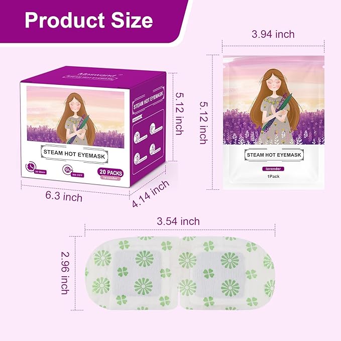 30 Packs Steam Eye Mask, Lavender Steam Eye Masks Disposable, Self-Heating Relief Heated Eye Mask for Fatigue, Perfect for Home, Sleep, Spa & Travel