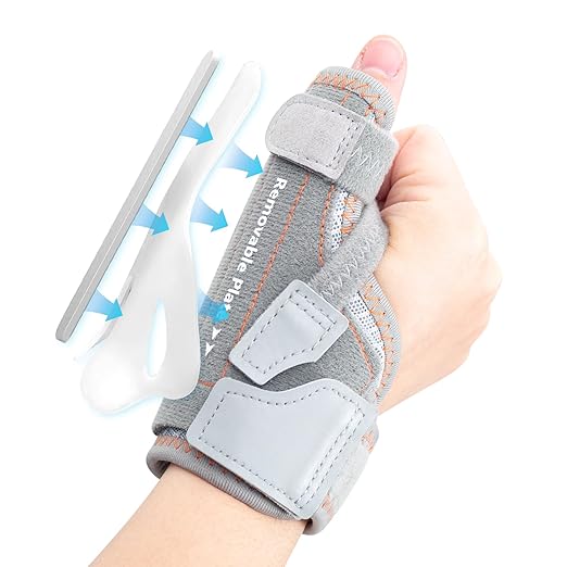 New Upgraded 2 in 1 Thumb Brace, Removable Thumb Spica Splint Left Right Hand with 3 Level Stability, Reversible Thumb Support for CMC, De Quervain’s Tendonitis, Trigger Thumb (S/M, Grey)