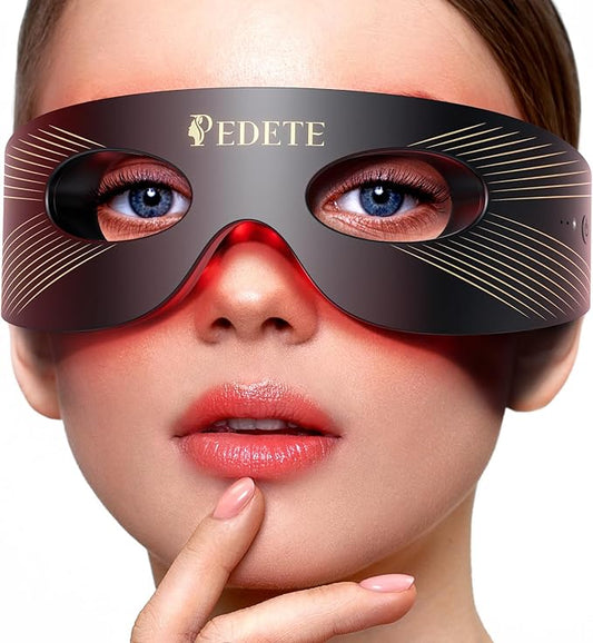 Red Light Therapy for Eyes, 3 Modes Under-Eye Red Light Eye Mask, Eye Massager for Fine Lines Eye Bags and Dark Circles for Men Women